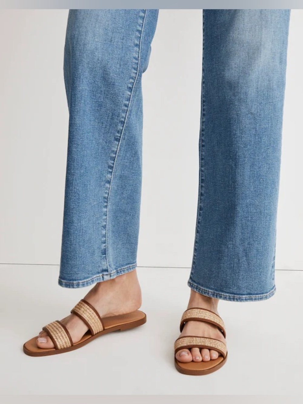 Madewell The Teagan Slide Sandal in Straw Strappy Beach Coastal Cruise Size 8 - Picture 2 of 11